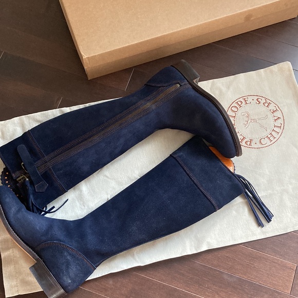 Navy blue Penelope Chilvers tall tasseled boots! Size US7 - Picture 4 of 5